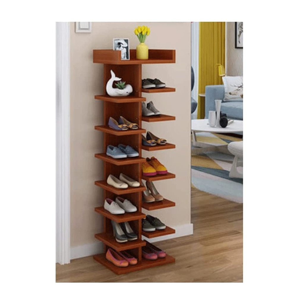 Shoes Stand Vertical Shoe Racks Wooden Shoe Shelf Multifunctional Space Saver Shoe Storage Organizer Split Level Free Standing Shoe Racks Practical Design