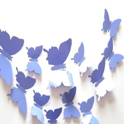 fedpi Butterfly Wall Decoration, 12 3D Three-Dimensional Butterflies, Wall Decoration, Home Art, Children's Room, Bedroom Decoration (Purple)