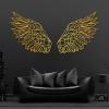 Angel Wings Metal Wall Art, Angel Wings Metal Wall Decor, Large Angel Wings Wall Sculpture, Geometric Angel Wings Wall Decor, Metal Wall Decor For Living Room, Wall Art Bedroom (39"x39"|100x100cm(each piece), Gold) view 1