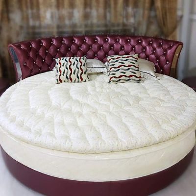 SORECI Soft and Fluffy Round Mattress Topper - Quilted Comfort Pad with 100% Thick Cotton Fill for Healthy Kids Sleeping - Removable and Reversible,5kg-Diameter230cm(91inch)