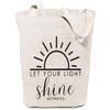 GXVUIS Let Your Light Shine Canvas Tote Bag for Women Religious Bible Verse eReusable Grocery Shopping Bags Christian Gift White view 1