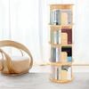 BKEKM Rotating Bookshelf 4-Layer Standing Bookcase Pine Wood Multi-Layer Bookshelves for Home Office Floor Standing Book Shelf view 2