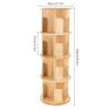 BKEKM Rotating Bookshelf 4-Layer Standing Bookcase Pine Wood Multi-Layer Bookshelves for Home Office Floor Standing Book Shelf view 3