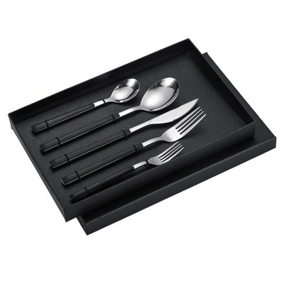 Gsycle Utensil Sets, Stainless Steel Cutlery Set Modern Flatware Set Tableware Set Include Knife Spoon Fork for Home Kitchen(Black)