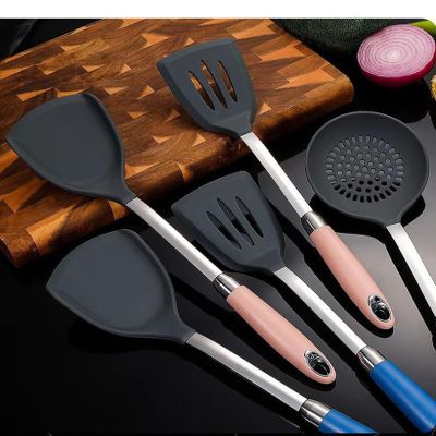 304 stainless steel non-stick pan silicone spatula colander frying spatula thickened high temperature resistant kitchen household full set of kitchenware