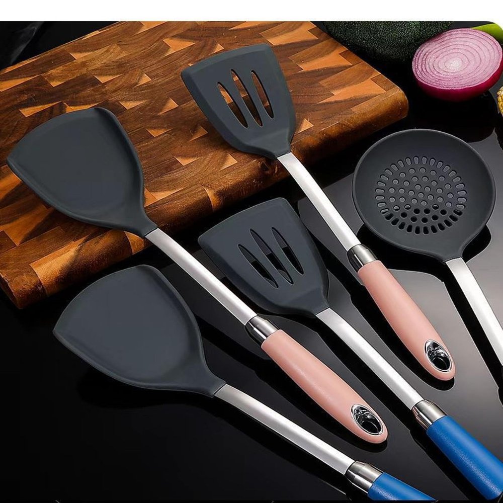 304 stainless steel non-stick pan silicone spatula colander frying spatula thickened high temperature resistant kitchen household full set of kitchenware