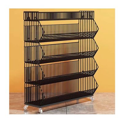 GRRICEPL Supermarket Shelf, Snack Supermarket Display Shelf with Wheel, Large Potato Chip Display Rack, for Retail/Convenience Store/Supermarket/Market (Color : Black, Size : 90x45x110cm)