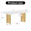 Modern Dining Table for 8,White Marble Dining Table with Golden Stainless Steel Base,71'' Gold Dining Table Ideal for Kitchen Dining Room view 3