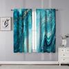Abstract Marble Window Treatment Curtains for Girls Boy Home Decor Blue Green Jade Texture Gold Stripes Ombre Rod Pocket Decorative Drapes for Bedroom Living Room W42 x L45 Inch view 3