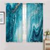 Abstract Marble Window Treatment Curtains for Girls Boy Home Decor Blue Green Jade Texture Gold Stripes Ombre Rod Pocket Decorative Drapes for Bedroom Living Room W42 x L45 Inch view 4