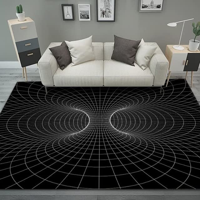 3D Illusion Carpet Entrance Door Floor Mat Abstract Geometric Optical Floor Mat Non-Slip Doormat Modern Living Room Home Decor Rug (3D Vortex Illusion (7),78.7 * 98.4inch)