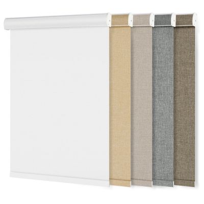 Sulugood Blackout Roller Shades for Windows Cordless Roller Blinds Linen Fabric Room Darkening Shades with Cassette Valance Thermal Insulated Window Shades for Home Door.White.85 W x 48" H