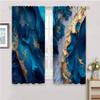 Abstract Marble Curtains Luxury Texture Gold Blue Tone Rod Pocket Privacy Window Drapes for Bedroom Living Room W63 x L63 Inch view 4