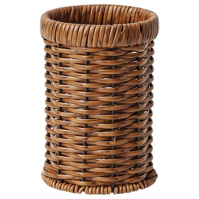 Cabilock Woven Utensil Holder Cutlery Storage Basket Kitchen Countertop Organizer with Drainage 6.14 Inch Square Chopstick Tube for Tableware