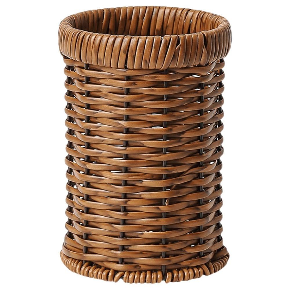 Cabilock Woven Utensil Holder Cutlery Storage Basket Kitchen Countertop Organizer with Drainage 6.14 Inch Square Chopstick Tube for Tableware