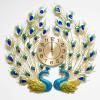 TUUWAI Wall Clock 3D Peacock Design Non Ticking Metal Modern Silent for Living Room Decor Crystal Diamond Mute Wall Clock Art Decor Home Decor view 1
