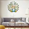 TUUWAI Wall Clock 3D Peacock Design Non Ticking Metal Modern Silent for Living Room Decor Crystal Diamond Mute Wall Clock Art Decor Home Decor view 2