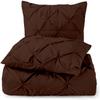 Brown Pinch Pleated Pintuck Duvet Cover Grand King 106x106-3 Piece Set with Zipper Closure and Envolupe Closure Pillowcase Luxuriously Soft 100% Cotton view 1