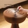 Side Table Foldable Side Table, 13x21inches Round End Table Small Accent Table Bistro Coffee Table with Glass Tabletop for Patio Living Room Porch Balcony Backyard Garden Yard Coffee table ( Color : W view 4