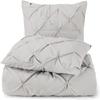 Light Grey Pinch Pleated Pintuck Duvet Cover Grand King 106x106-3 Piece Set with Zipper Closure and Envolupe Closure Pillowcase Luxuriously Soft 100% Cotton view 1