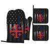 Jerusalem Catholic Cross Premium Heat Resistant Oven Mitts Pot Holders Baking 4-Piece Set view 1