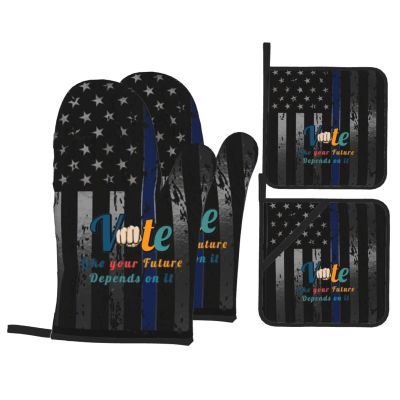 Vote Like Your Future Depends On It Premium Heat Resistant Oven Mitts Pot Holders Baking 4-Piece Set