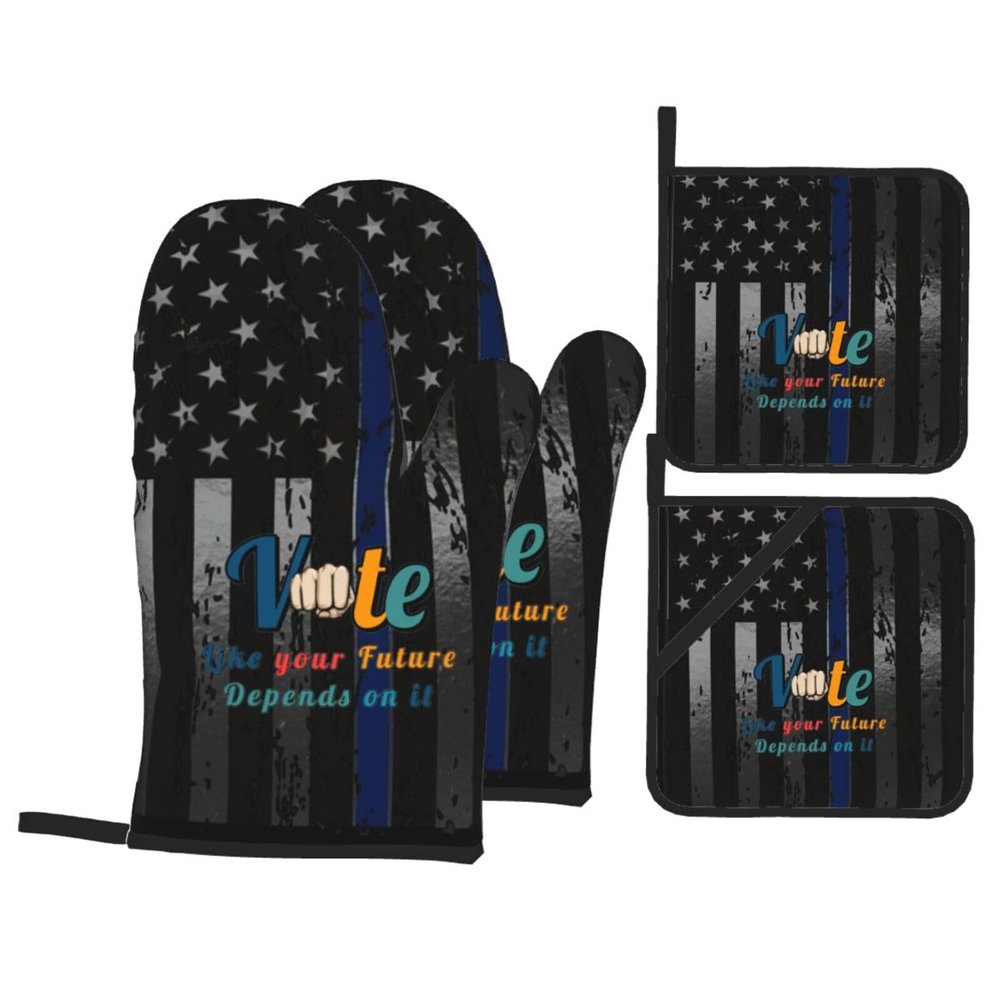 Vote Like Your Future Depends On It Premium Heat Resistant Oven Mitts Pot Holders Baking 4-Piece Set