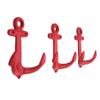 Wowser Nautical Cast Iron Ship Anchor Wall Hooks, 6 Inches, Set of 3 (Red) view 1