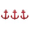 Wowser Nautical Cast Iron Ship Anchor Wall Hooks, 6 Inches, Set of 3 (Red) view 2