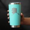 Bevvee Alaska State Outline - Insulated Coffee Tumbler Cup with Sliding Lid - Stainless Steel Travel Mug - Alaska Gifts and Decor for Women and Men Alaskans - Teal view 3