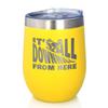 Bevvee Downhill From Here - Wine Tumbler Glass with Sliding Lid - Stainless Steel Travel Mug - Fun Skiing Gifts and Decor for Skiers - Yellow view 1