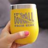 Bevvee Downhill From Here - Wine Tumbler Glass with Sliding Lid - Stainless Steel Travel Mug - Fun Skiing Gifts and Decor for Skiers - Yellow view 3