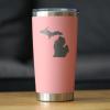 Bevvee Michigan State Outline - Insulated Coffee Tumbler Cup with Sliding Lid - Stainless Steel Travel Mug - Michigan Gifts and Decor for Women and Men - Pink view 2