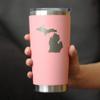 Bevvee Michigan State Outline - Insulated Coffee Tumbler Cup with Sliding Lid - Stainless Steel Travel Mug - Michigan Gifts and Decor for Women and Men - Pink view 3