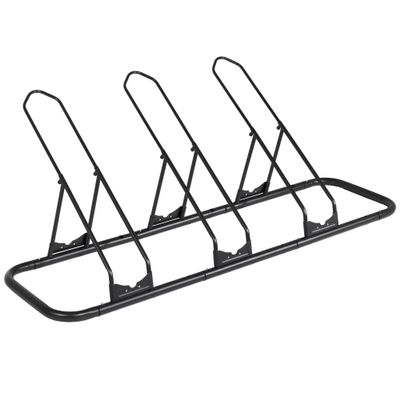 CyclingDeal Bicycle Floor Parking Rack Stand - for Mountain MTB Road Bike - Indoor Home Garage Storage - Adjustable for 3 Fat Bikes