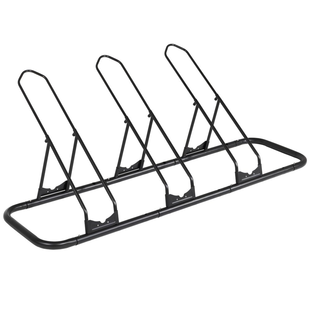 CyclingDeal Bicycle Floor Parking Rack Stand - for Mountain MTB Road Bike - Indoor Home Garage Storage - Adjustable for 3 Fat Bikes