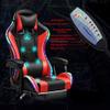 WZDHYYWS Gaming Chair with 7-Point Massage Function, Ergonomic Computer Chair with Footrest and Lumbar Support, Video Gaming Chair with RGB Lights and Speakers, Adjustable Backrest Swivel Chair,Red view 2