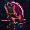 WZDHYYWS Gaming Chair with 7-Point Massage Function, Ergonomic Computer Chair with Footrest and Lumbar Support, Video Gaming Chair with RGB Lights and Speakers, Adjustable Backrest Swivel Chair,Red view 3