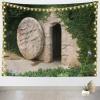 CORFOTO 117x98 Inch Fabric Empty Tomb of Jesus Tapestry Christian Resurrection of Jesus Wall Hanging Christian Easter Tapestry for Bedroom Aesthetic Living Room College Dorm Decor view 2
