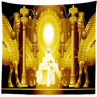 CORFOTO 92x70 Inch Ancient Greece Mesopotamia Tapestry Wall Hanging Fantasy with Characters of Myths Background for Greek Theme Party Decor Living Room Bedroom Dorm Wall Hanging Decor