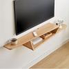 Wall Mounted TV Cabinet Beech Wood Floating TV Stand Wall Mounted 59", Narrow Floating Entertainment Center TV Shelf, Wood Media Console Shelf for Under TV Storage for Living Room Bedroom Office Float view 2