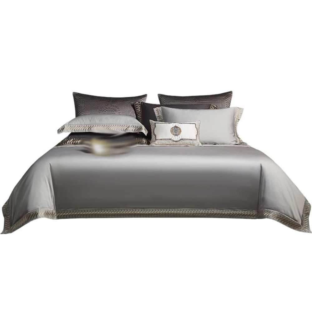 SkiPdr Cotton Bedding Home Textile Bedding Color Weave Jacquard Villa Four-piece Set Bed Linings (Color : D, Size : 220 * 240cm)