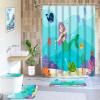 Lnond 4 Pcs Kids Bathroom Shower Curtain Set, Blue Mermaid Bathroom Sets for Kids Bathroom Decoration with Shower Curtain, Non Slip Bathroom Rugs, Toilet Lid Cover, U Toilet Mat and 12 Hooks view 1