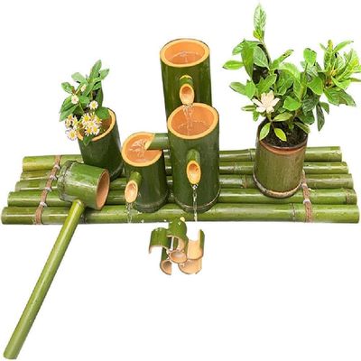 UNbit Bamboo Feng Shui Water Fountain Outdoor Japanese Garden Feature Spout and Pump, Garden Handmade Fountain Sculptures Statues Arts Crafts Flowing Waterfall,30cm Fountain, 40cm