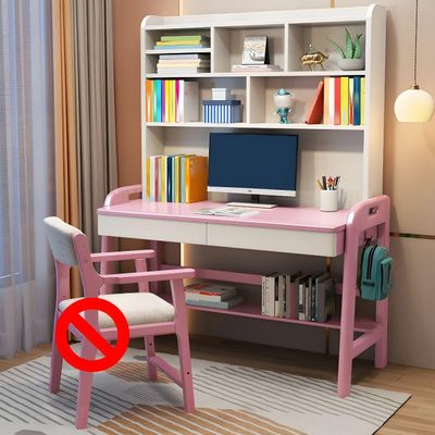 RUNNUP Modern Wood Writing Desk with 2 Drawers and Wall-Mounted Hutch Home Office Workbench Desk 37" Width Laptop Computer Work Study Table, Without Chairs Pink-White