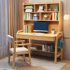 RUNNUP Modern Wood Writing Desk with 2 Drawers and Wall-Mounted Hutch Home Office Workbench Desk 37" Width Laptop Computer Work Study Table, Without Chairs Pink-White view 2