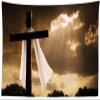 CORFOTO 117x98 Inch Fabric Jesus Christ Cross Tapestry Crown of Thorns Dim Sky Crucifix Crosses Wall Hanging Christian Easter Tapestry for Bedroom Aesthetic Living Room College Dorm Decor view 1