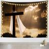 CORFOTO 117x98 Inch Fabric Jesus Christ Cross Tapestry Crown of Thorns Dim Sky Crucifix Crosses Wall Hanging Christian Easter Tapestry for Bedroom Aesthetic Living Room College Dorm Decor view 2