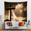 CORFOTO 117x98 Inch Fabric Jesus Christ Cross Tapestry Crown of Thorns Dim Sky Crucifix Crosses Wall Hanging Christian Easter Tapestry for Bedroom Aesthetic Living Room College Dorm Decor view 3