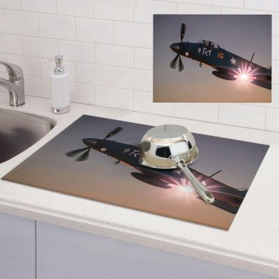 EVANEM Microfiber Dish Drying Mat for Kitchen Counter 18 X 24 Inch World War 2 Aircraft Airplane Dish Mat Absorbent Dish Draining Mats Large Size Drying Mat Dishes Drainer Pads for Coffee Bar